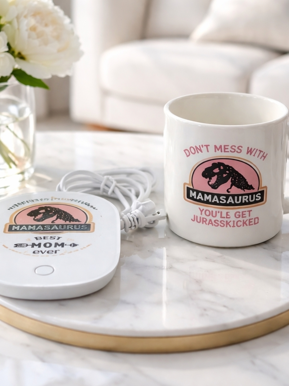 Mamasaurus Mug - Don't Mess With Mamasaurus (Pink/Black)